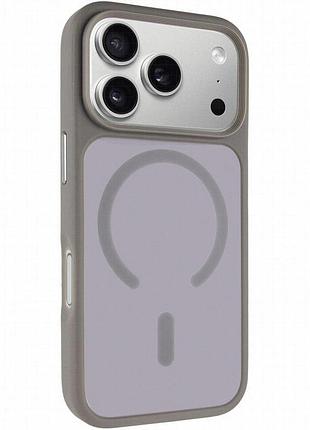 Tpu+pc чехол metal buttons with magnetic fit для apple iphone 17 pro (6.3") серый / grey