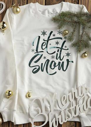 Женский\мужской новогодний свитшот - let it snow