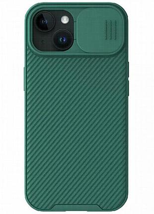 Карбоновая накладка nillkin camshield pro magnetic для apple iphone 15 (6.1") deep green