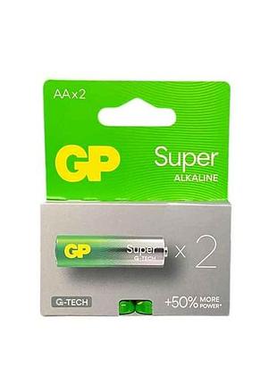 Батарейка щелочная lr6/aa super alkaline 1.5v 15a21-sb2 2шт (блистер) тм gp