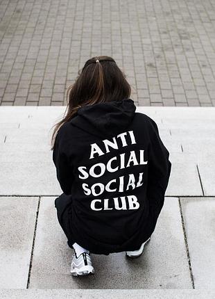 Черный женский худи с принтом - anti social social club