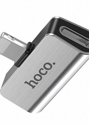 Переходник hoco ls24 lightning to lightning audio/lightning стальной