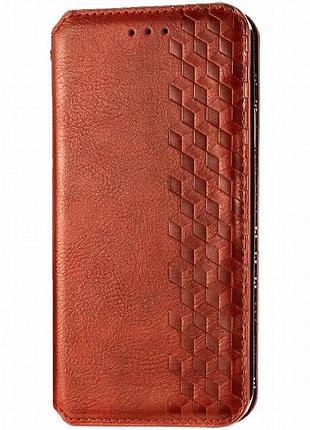 Кожаный чехол-книжка getman cubic (pu) для xiaomi redmi note 9 / redmi 10x красный