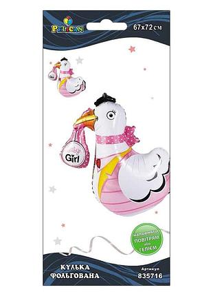 Кулька фольг. pelican, baby shower дівчинка, 72см (1шт)