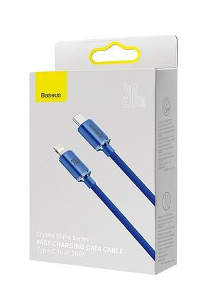 Кабель baseus crystal shine series fast charging data cable type-c to ip. blue ( ) 2