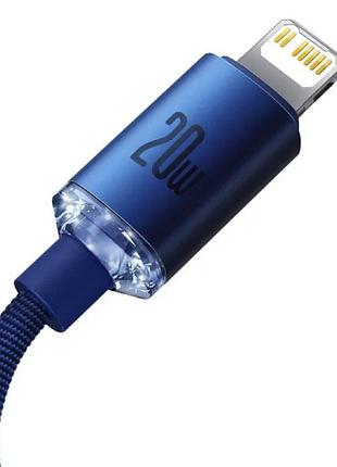 Кабель baseus crystal shine series fast charging data cable type-c to ip. blue ( ) 4