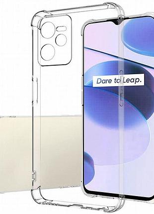 Tpu чехол getman ease logo усиленные углы full camera для realme c35 бесцветный (прозрачный)