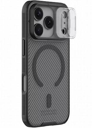 Карбоновая накладка nillkin camshield pro magnetic для apple iphone 17 pro (6.3") transparent black