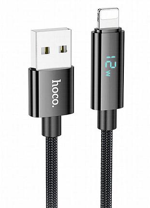 Дата кабель hoco u125 benefit 2.4a usb to lightning with display (1.2m) black