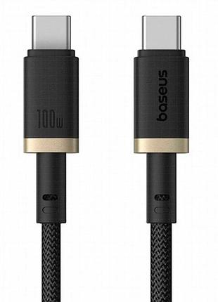 Дата кабель baseus dura series fast charging type-c to type-c 100w (1m) (p10377803u01) gold / black