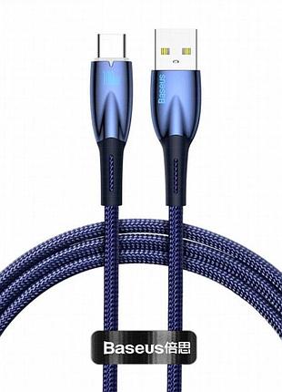 Дата кабель baseus glimmer series fast charging data cable usb to type-c 100w 1m (cadh00040) blue