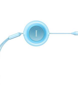 Кабель baseus bright mirror series retractable fast charging data cable usb to m+l+c.. sky blue ( ) 6