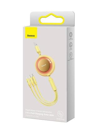 Кабель baseus bright mirror series retractable fast charging data cable usb to m+l+c.. yellow ( ) 2