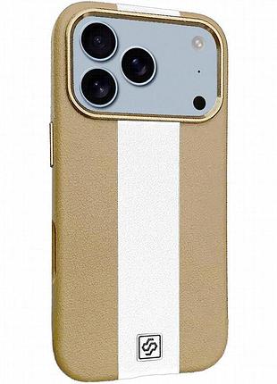 Кожаный чехол rally with magnetic fit для apple iphone 17 pro max (6.9") beige / white