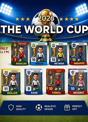Коллекционная фигурка фуболистая world cup 2026. ronaldo.messi.neymar.kane.yamal. modric