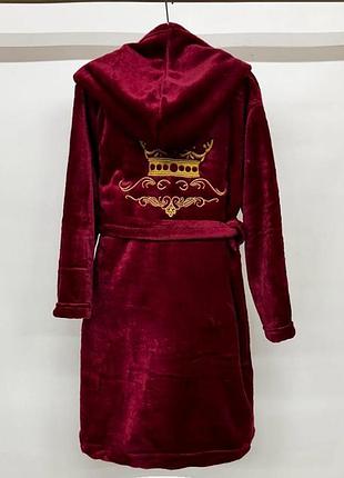 Халат махровый для девочки, подростковый зимний, вельсофт, от 110-116см до 164-170см 158-164