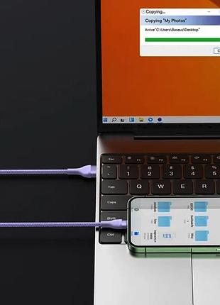 Кабель baseus flash series ⅱ one-for-three fast charging data cable usb to m+l+c. purple ( ) 10