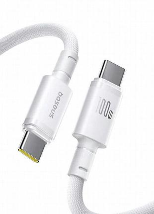 Дата кабель baseus new braided type-c to type-c 100w (1m) (e0426) moon white