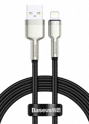 Дата кабель baseus cafule metal usb to lightning 2.4a (2m) (caljk-b0) black