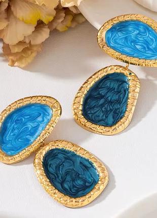 Яркие акцентные серьги геометрия, запечённая эмаль