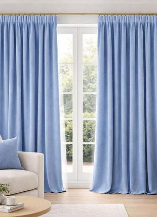 Комплект штор 2 шт 150х260 см, soft velvet lux шторы, гардины, портьеры на шторной тесьме v-34 блакитна