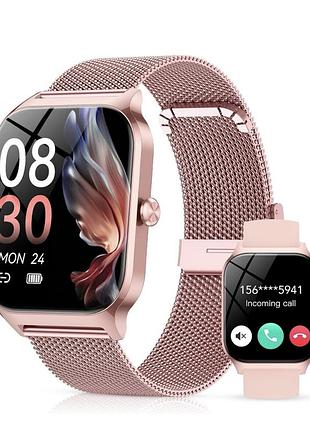 Жіночий смарт-годинник p125 (rose gold) з 1.85" hd екраном, bluetooth-дзвінками, ip68 та 2 ремінцями