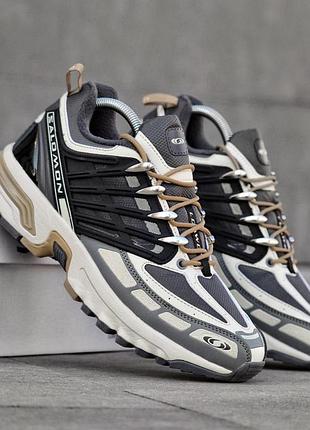 Чоловічі кросівки salomon acs pro світло сірі зимові спортивні кроси з натуральної шкіри на флісі саломон акс про