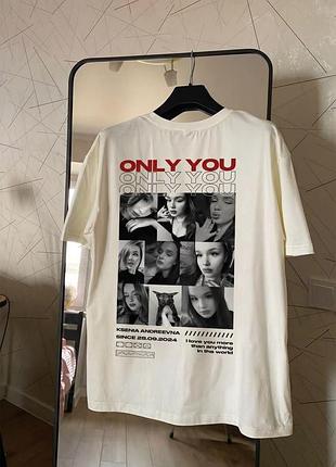 Футболка «only you» з власним фотоколажем | персоналізований подарунок xs, чорний