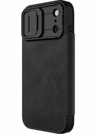 Кожаный чехол-книжка nillkin qin pro camshield для apple iphone 17 pro / 18 pro (6.3") black