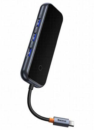 Переходник baseus hub acmejoy 4-port type-c (usb3.0*3+type-c pd&data*1) (wkjz) dark gray