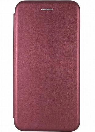 Кожаный чехол-книжка classy для motorola moto g17 бордовый
