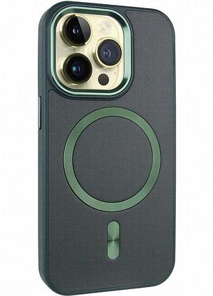 Кожаный чехол snapcase with magnetic fit для apple iphone 14 pro max (6.7") green