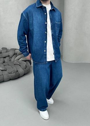 Денимовый оверсайз комплект в оттенка washed indigo 🟦