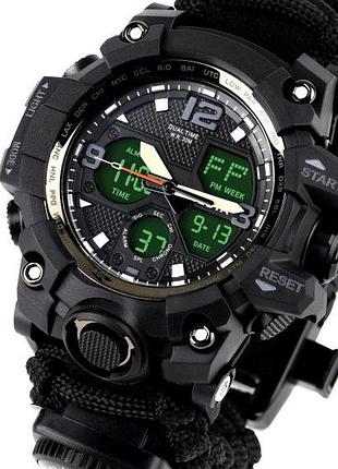 Мужские водостойкие тактические часы besta life pro allblack с компасом