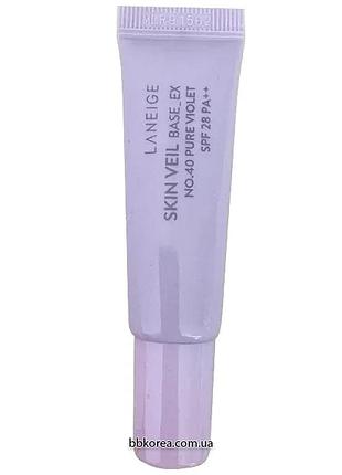 Миниатюра фиолетовой базы от желтизны кожи пробник laneige skin veil base ex №40 pure violet spf28 pa++