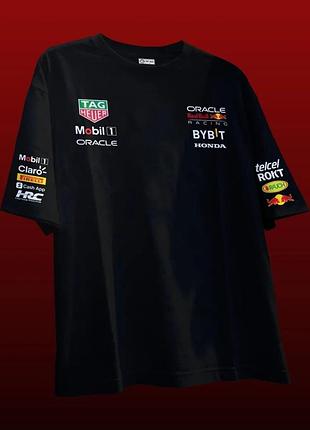 Футболка red bull racing formula 1 – черная унисекс футболка с логотипами команды