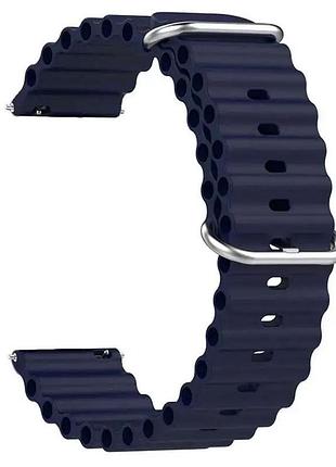 Ремешок силиконовый primolux ocean для часов amazfit active max / amazfit balance 2 - dark blue