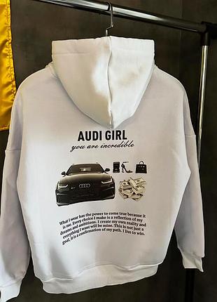 Худи женское белое “audi girl” с принтом xl, черный