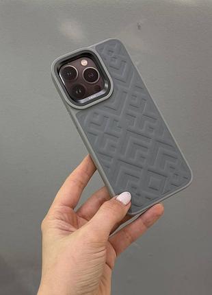Премиальный чехол kajsa rhombus для iphone 15 pro max,противоударный чехол-накладка для iphone 15 pro max (серый)
