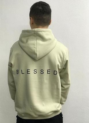 Теплая толстовка \ худи унисекс с надписью - blessed. s