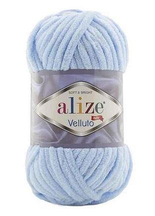 Пряжа velluto 218 5шт/уп блакитний 100% мікрополіестер 100г 68м тм alize