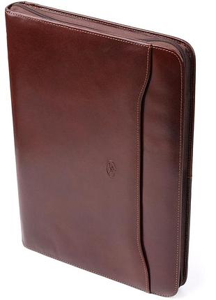 Папка с блокнотом из гладкой натуральной кожи tony perotti 20849_1 (1278l moro) коричневая