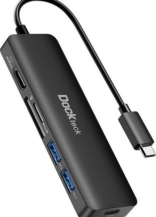 Usb type c хаб 6-в-1 dockteck dd0009-de с hdmi и кардридером - для macbook, ipad, samsung, различных ноутбуков и смартфонов