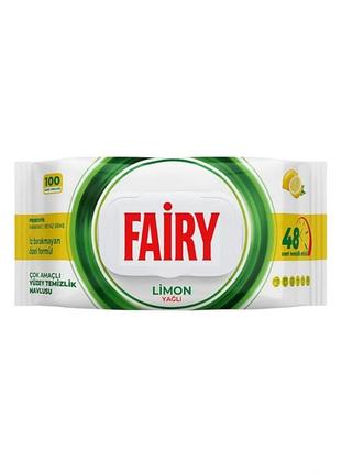 Универсальные салфетки для чистки поверхностей fairy лимон (100 шт)