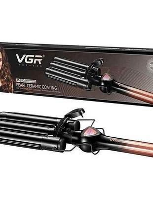Плойка 130вт потрійна v-590 gold, 140-200°c, керамічне покриття, led дисплей тм vgr
