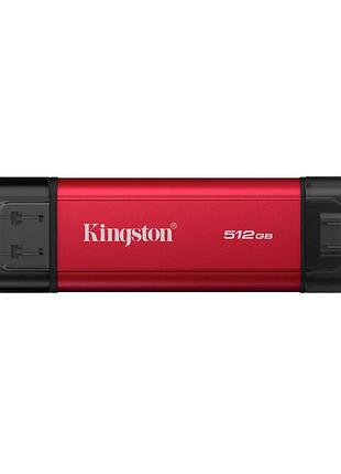 Портативный ssd kingston dual usb-a/c 512gb dual portable 1050mb/s usb 3.2 gen 2 red/black