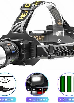 Ліхтар налобний night vision fluorescence, motion sensor,, power bank, зп type-c, zoom, box