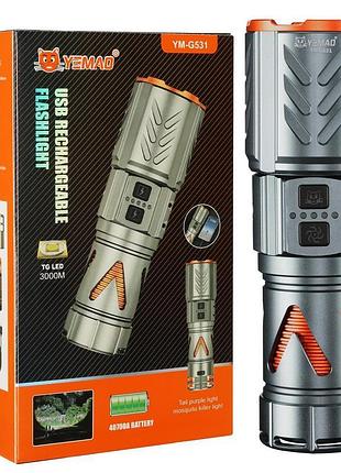 Фонарь yemao tg,, power bank, зу type-c, zoom, защита от комаров