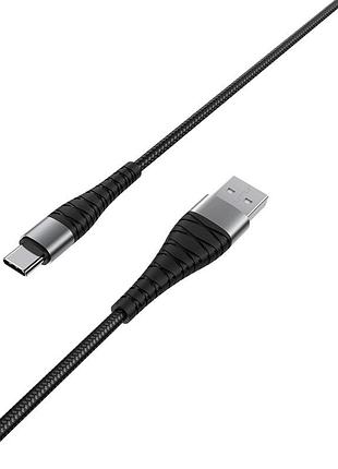 Кабель borofone usb to type-c.,, nylon, aluminum+tpe connectors, black ( )