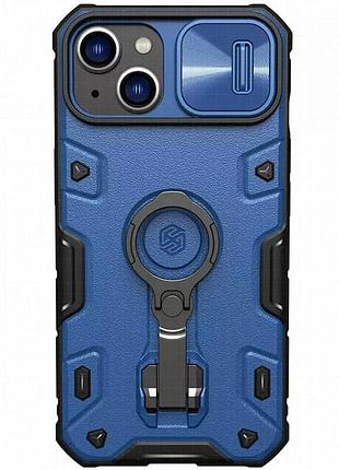 Tpu+pc чехол nillkin camshield armor pro no logo (шторка на камеру) для apple iphone 14 / 13 (6.1") синий